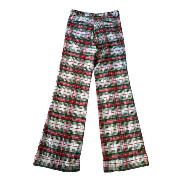 Vintage Handmade Red, Green Plaid high rise wide leg cuffed pants size medium - Picture 3 of 16